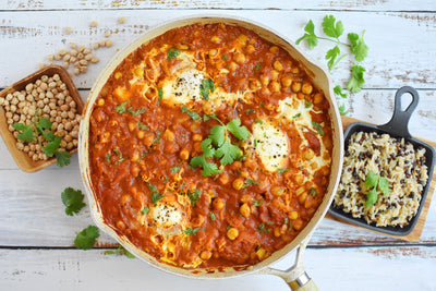 Chana Masala with Poached Eggs