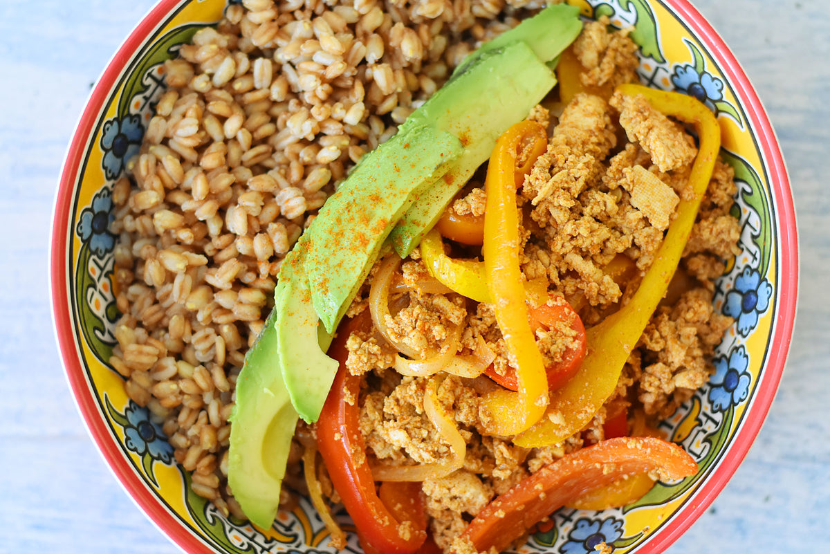 Tofu Fajita Farro Bowl Anthonys Goods