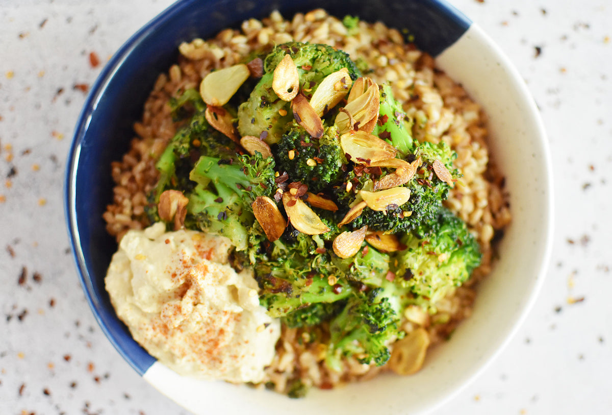 Charred Broccoli and Farro Bowl Anthonys Goods