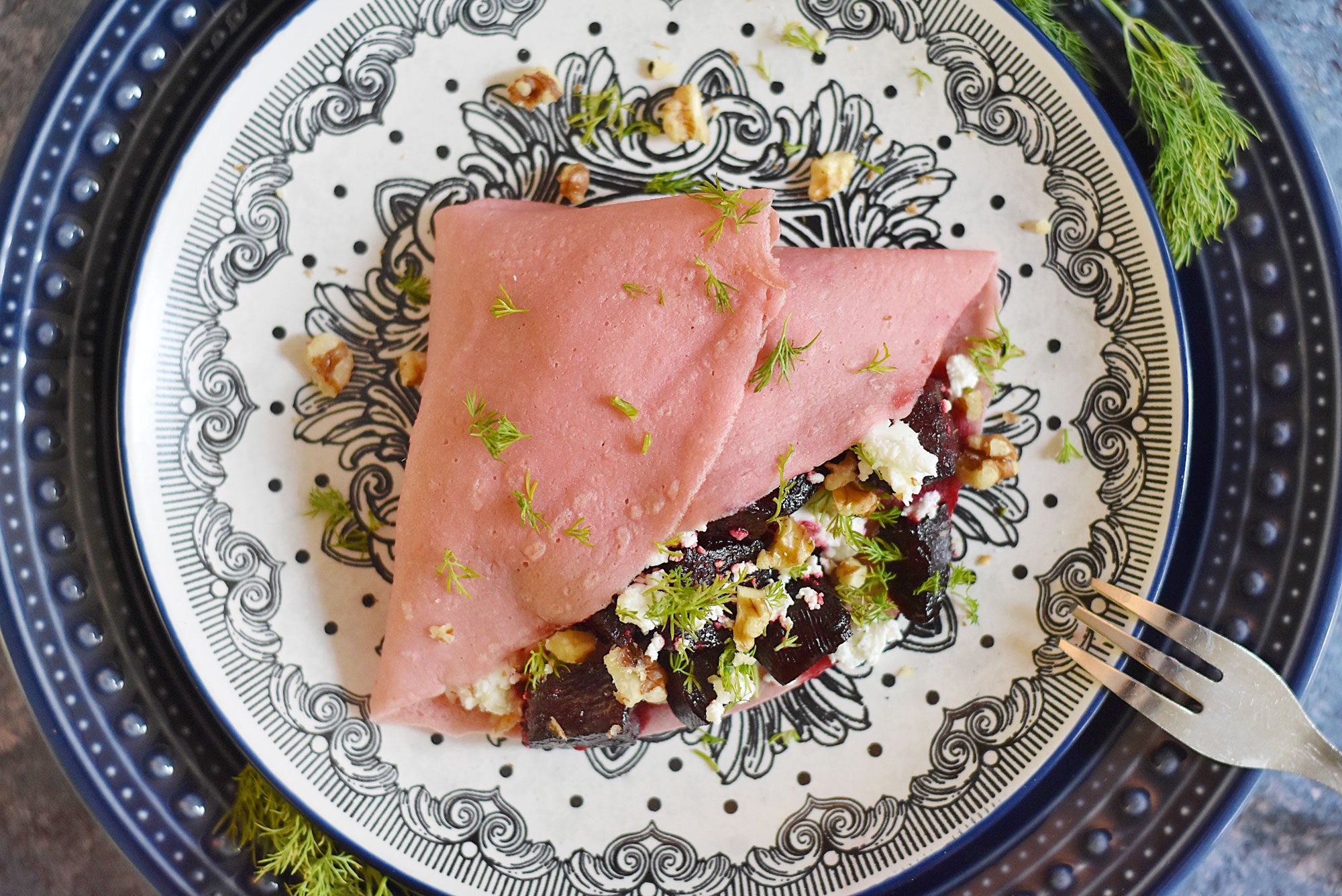 Pink Gluten-Free Crepes with Balsamic Beet Filling