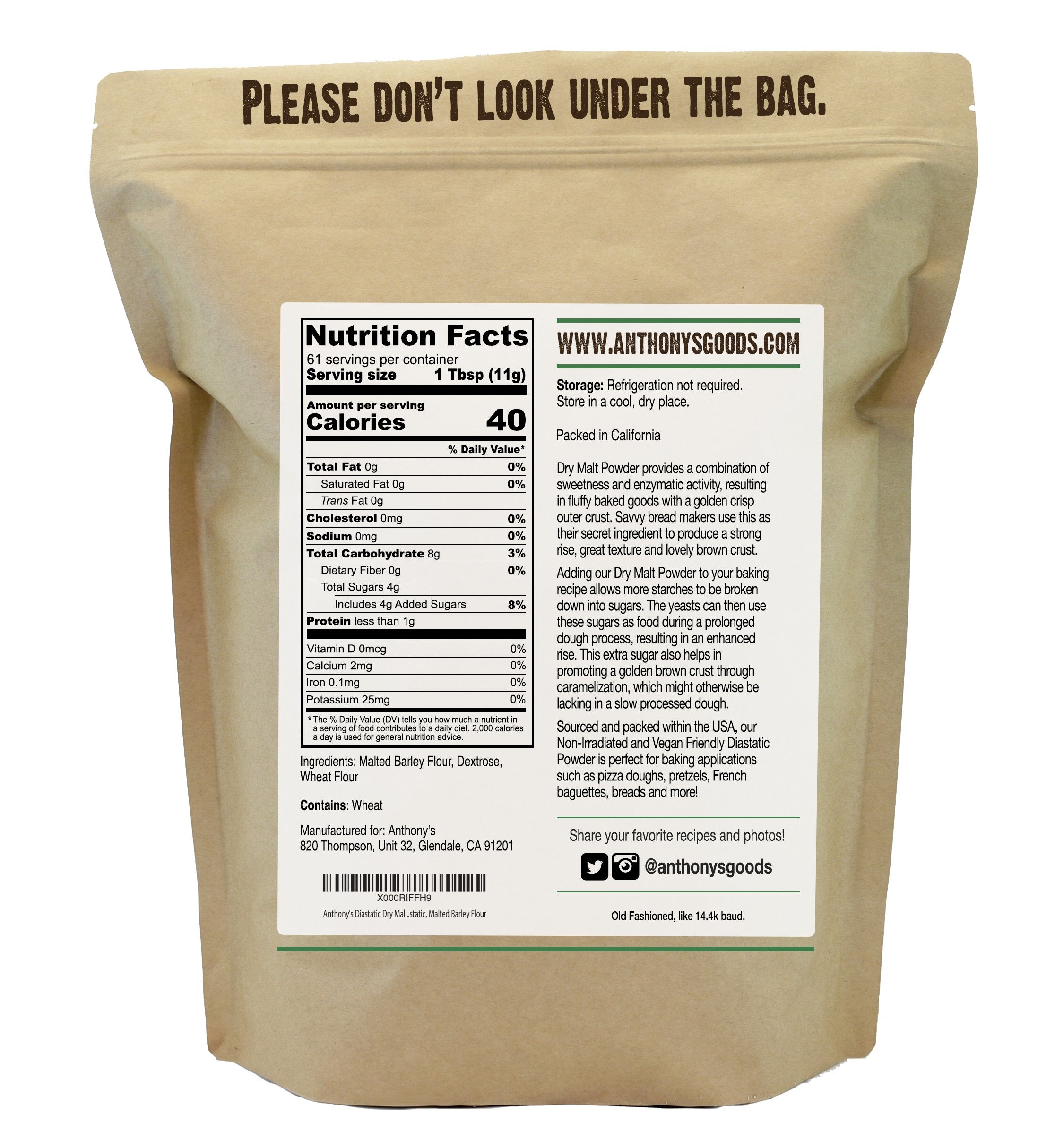 Dry Malt Diastatic Powder: Vegan Friendly & Non-Irradiated