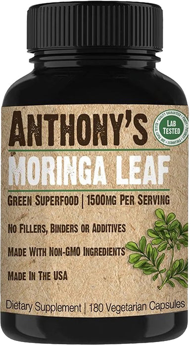 Moringa Leaf Supplement: 180 Veggie Capsules, 1500mg Per Serving