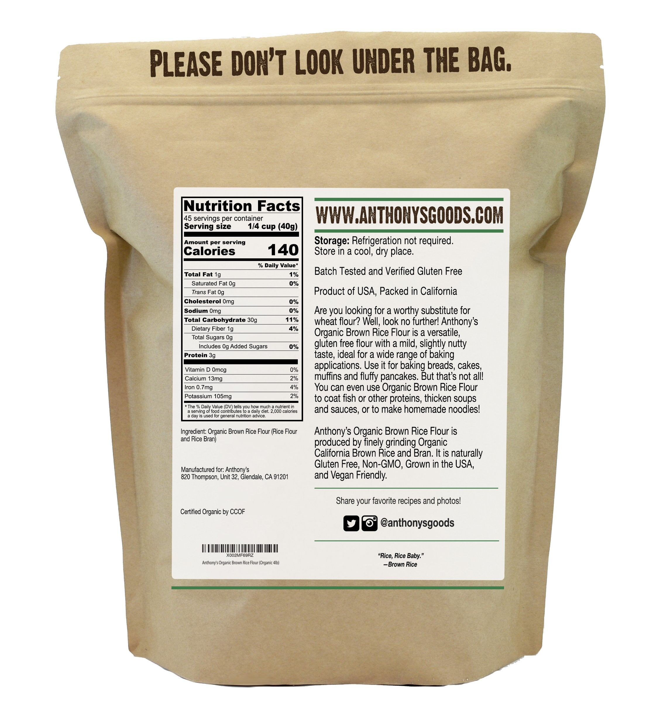 Organic Brown Rice Flour: Gluten Free & Non-GMO