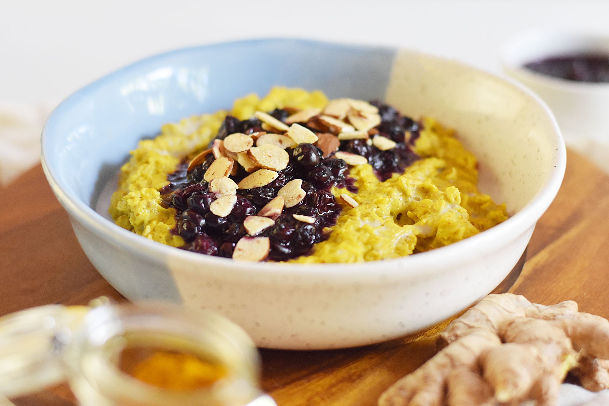 Golden Oats with Blueberry Sauce