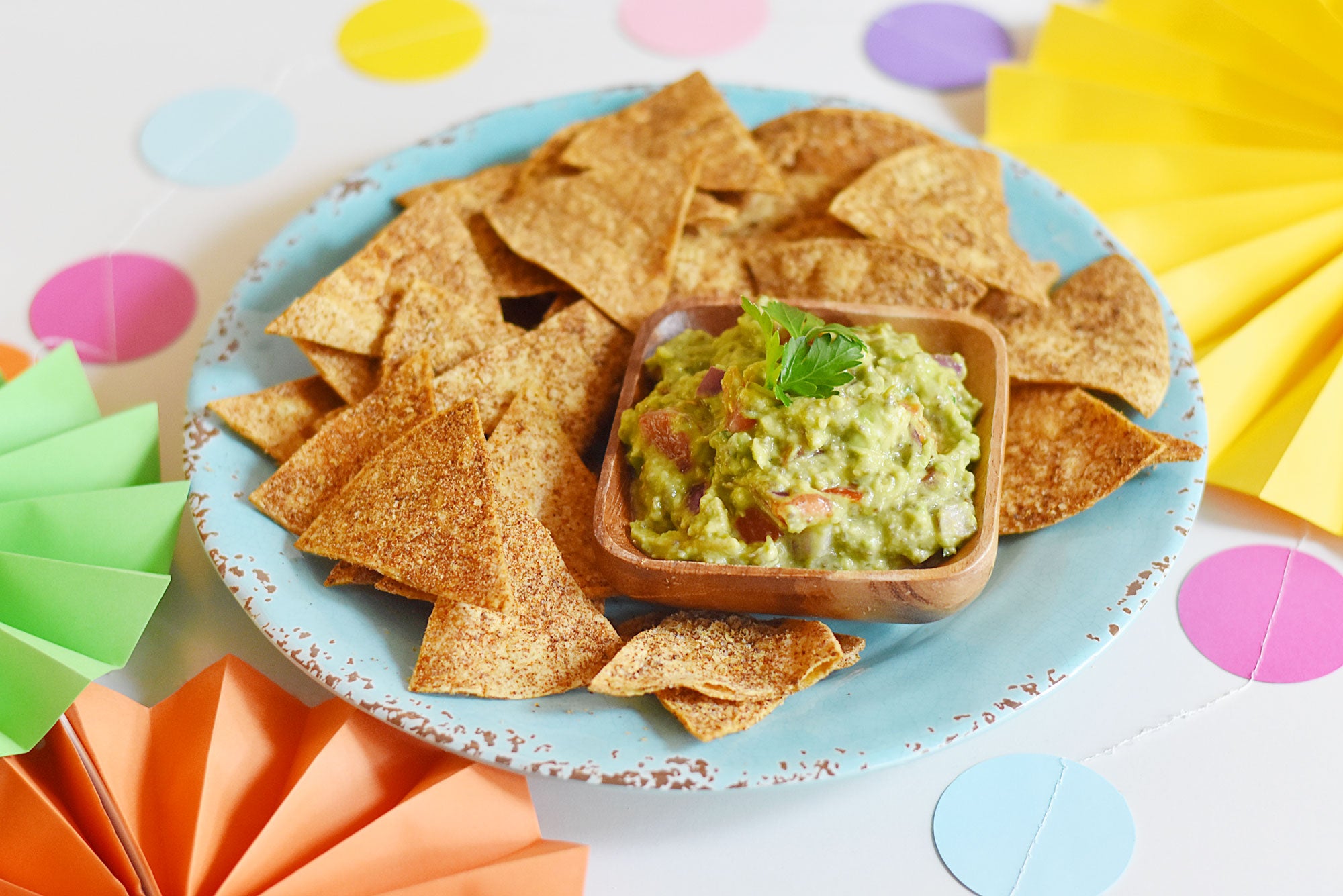 Baked Flax Chips with Chia Guacamole