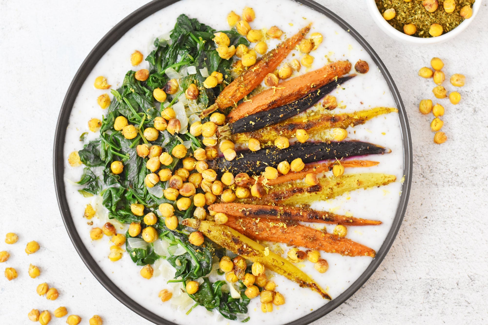 Za'atar Roasted Carrots and Chickpeas with Sumac Yogurt
