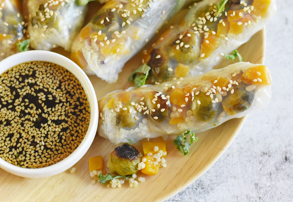 Autumn Rolls with Honey Sesame Dipping Sauce