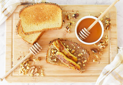 Honey Walnut Butter Toast with Banana Brûlée