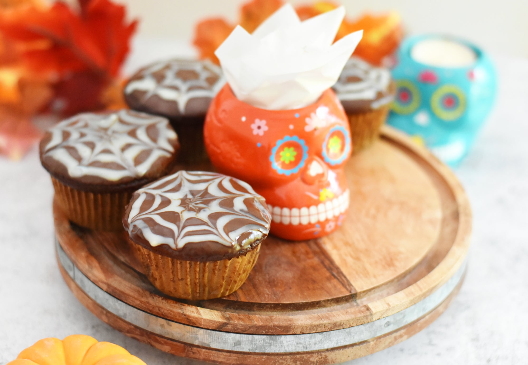 Spiderweb Chocolate Muffins