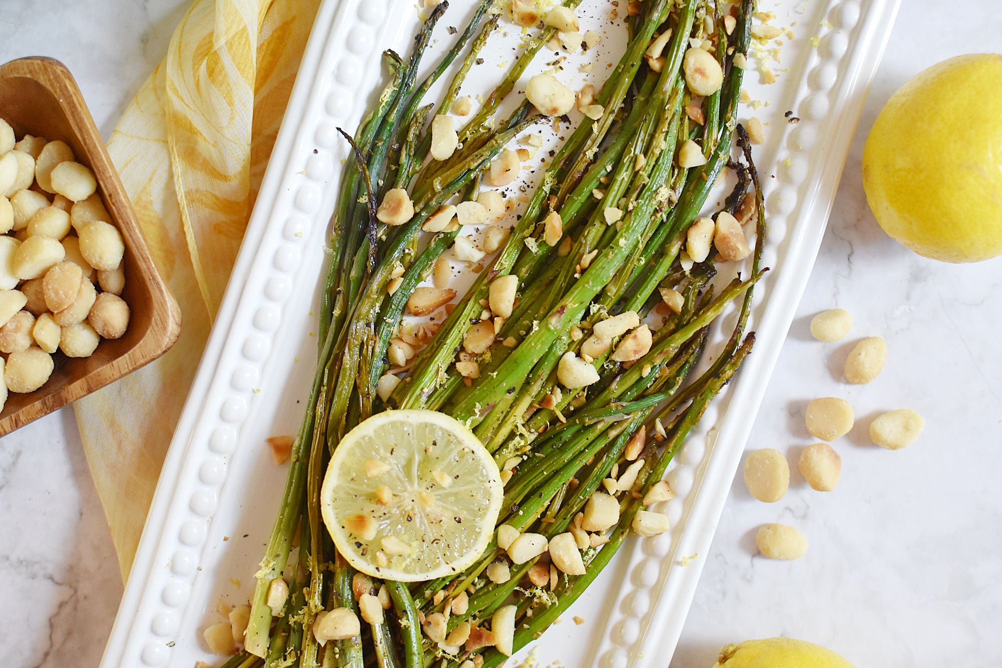 Baked Asparagus with Macadamia Nuts