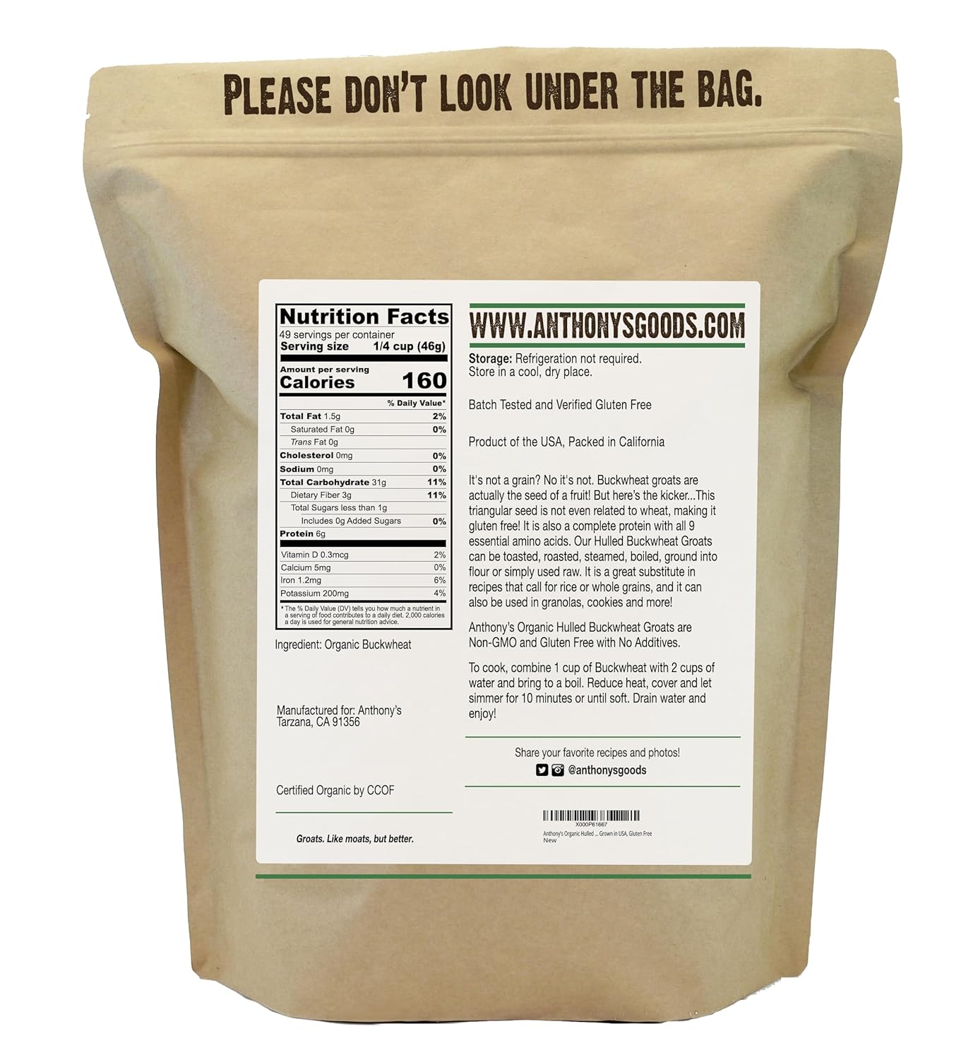 Organic Hulled Buckwheat Groats: Raw & Certified Gluten-Free