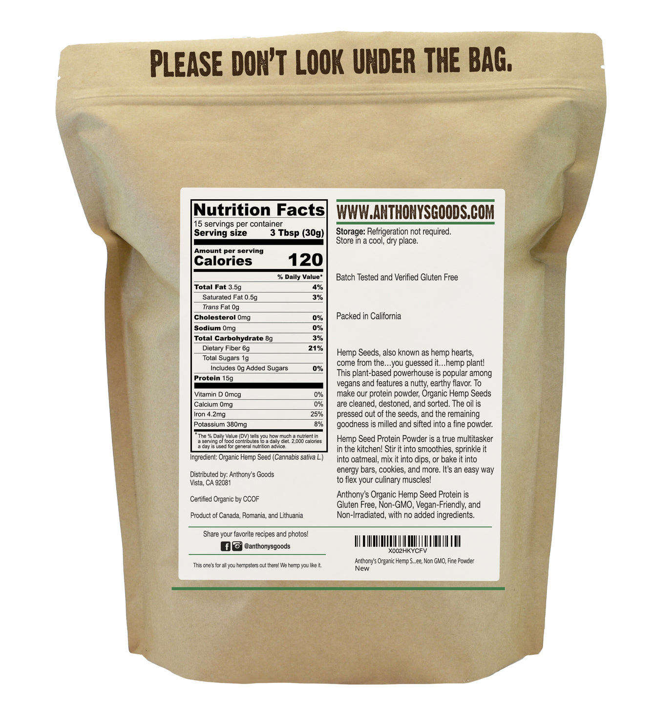 Organic Hemp Seed Protein Powder