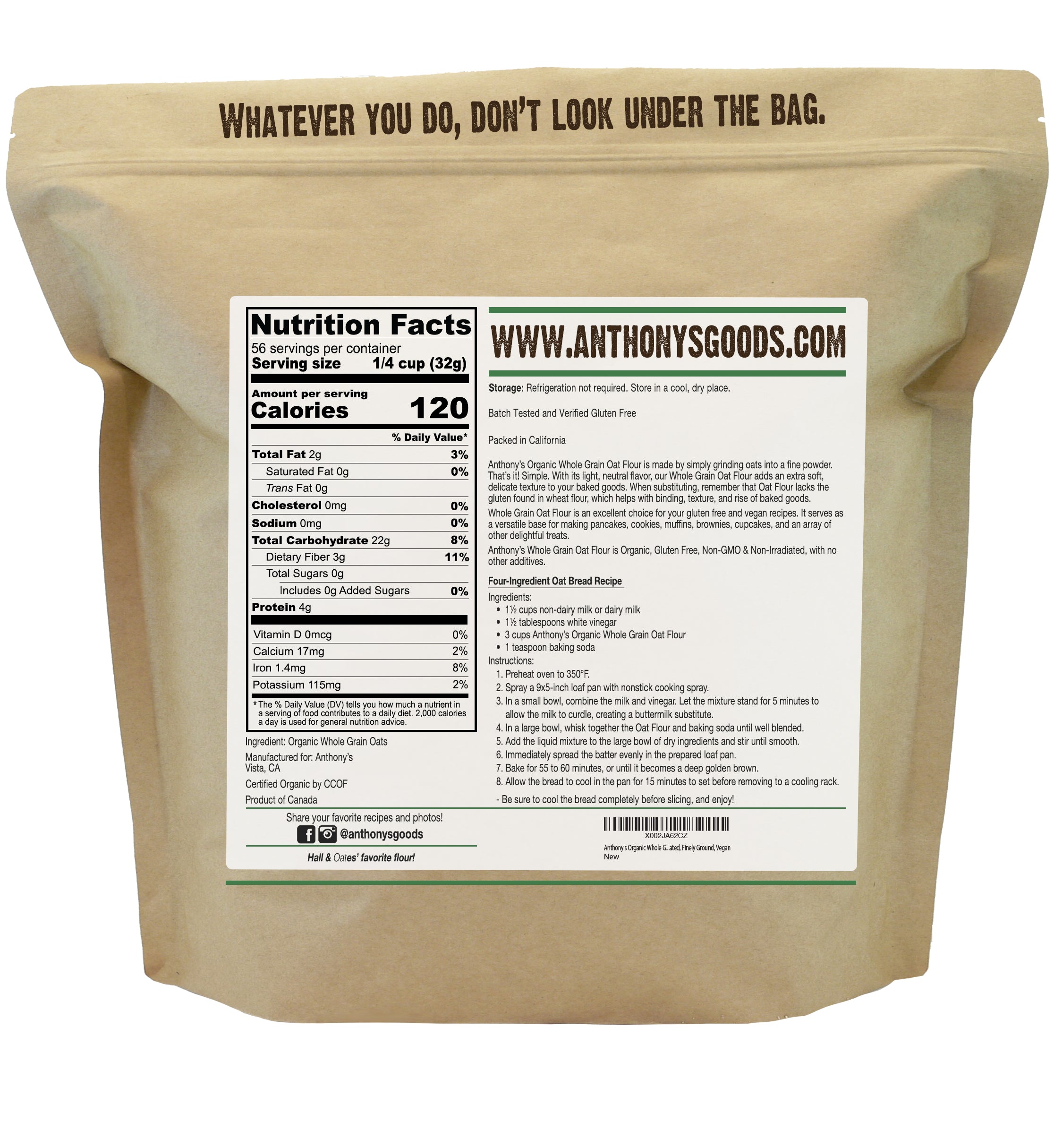 Organic Whole Grain Oat Flour