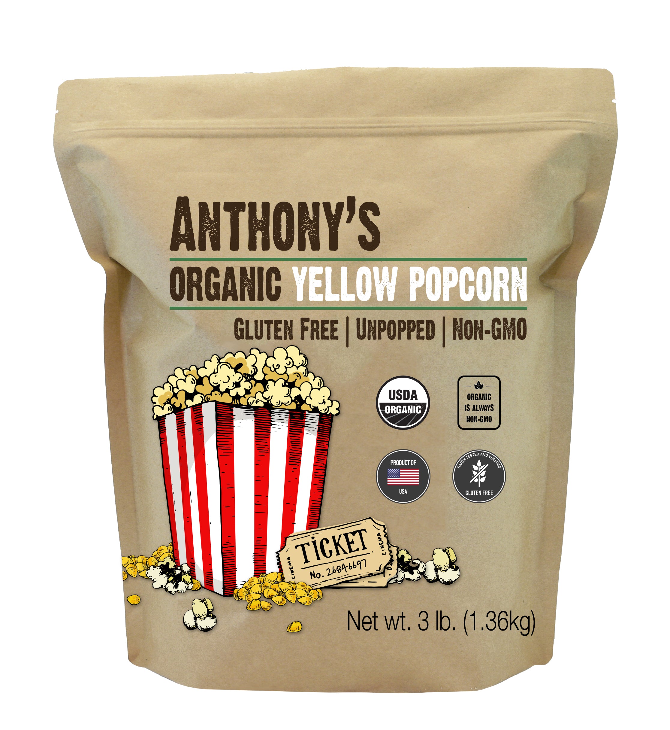 Organic Yellow Popcorn Kernels