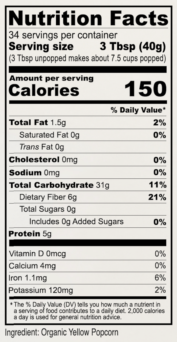 Organic Yellow Popcorn Kernels