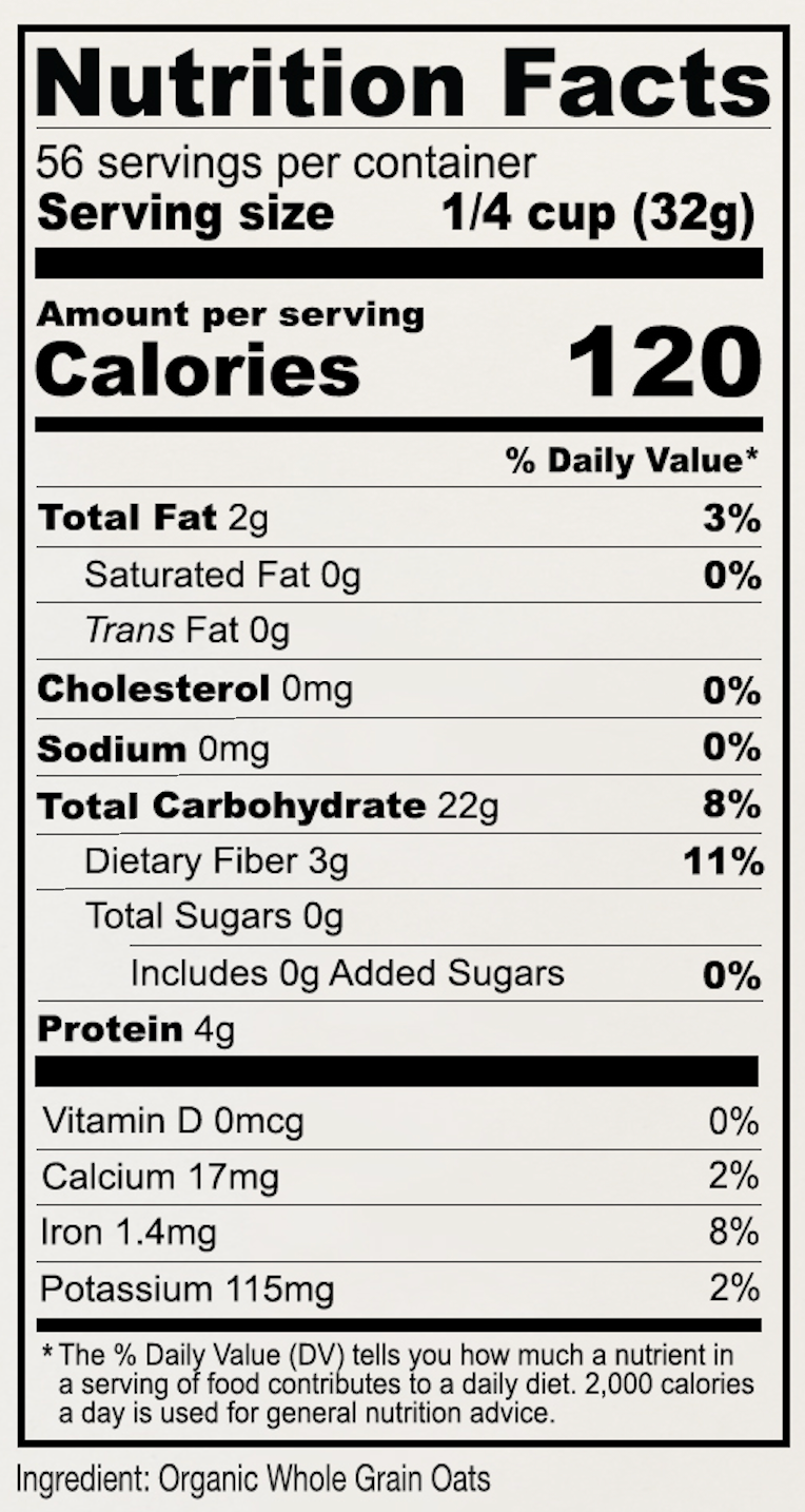 Organic Whole Grain Oat Flour