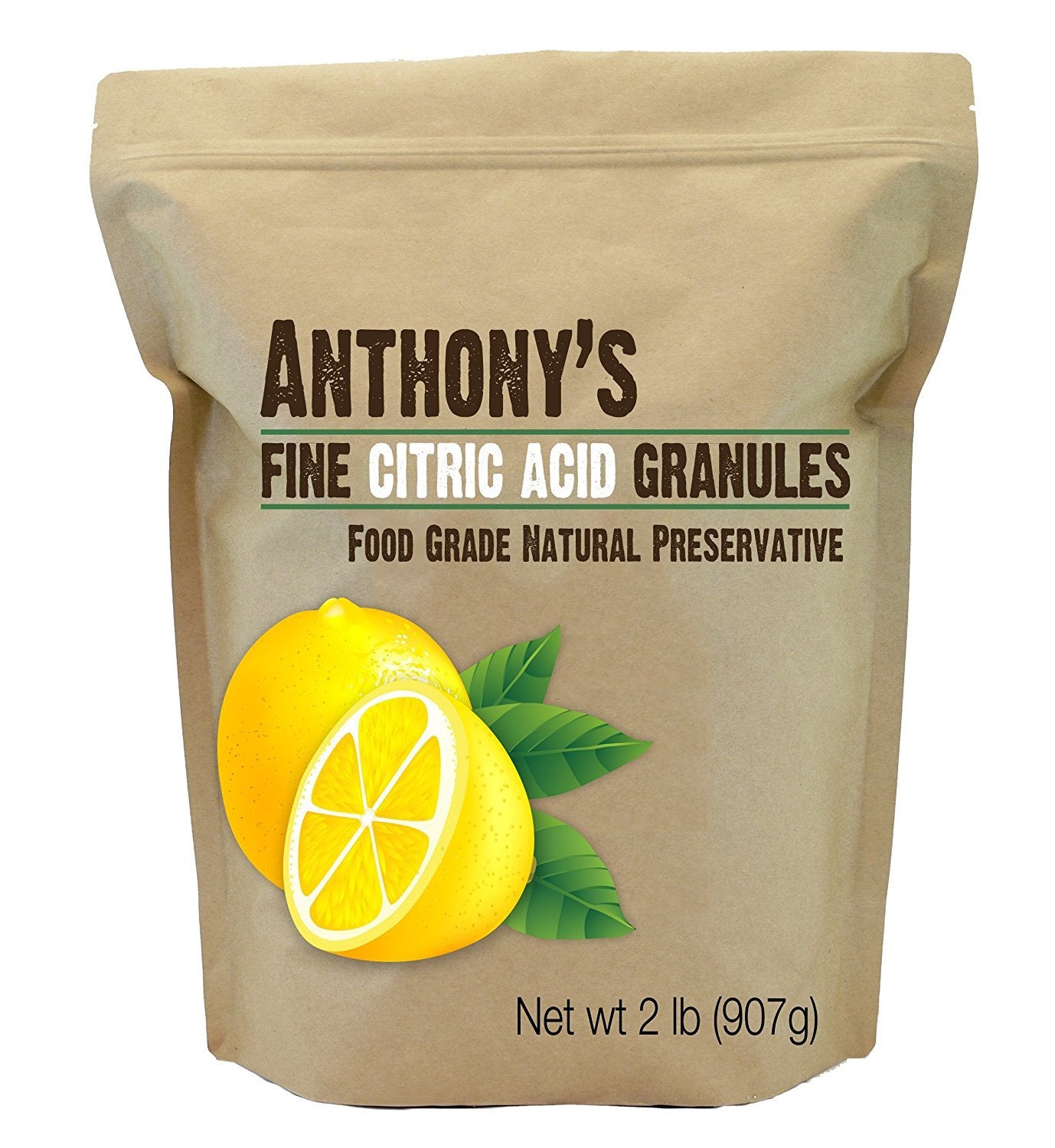 Image of a small brown package from Anthony's Goods containing Granular Citric Acid