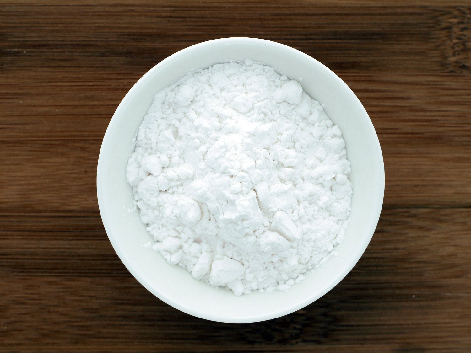 This is an image of a small white bowl containing Tapioca Flour from Anthony's Goods