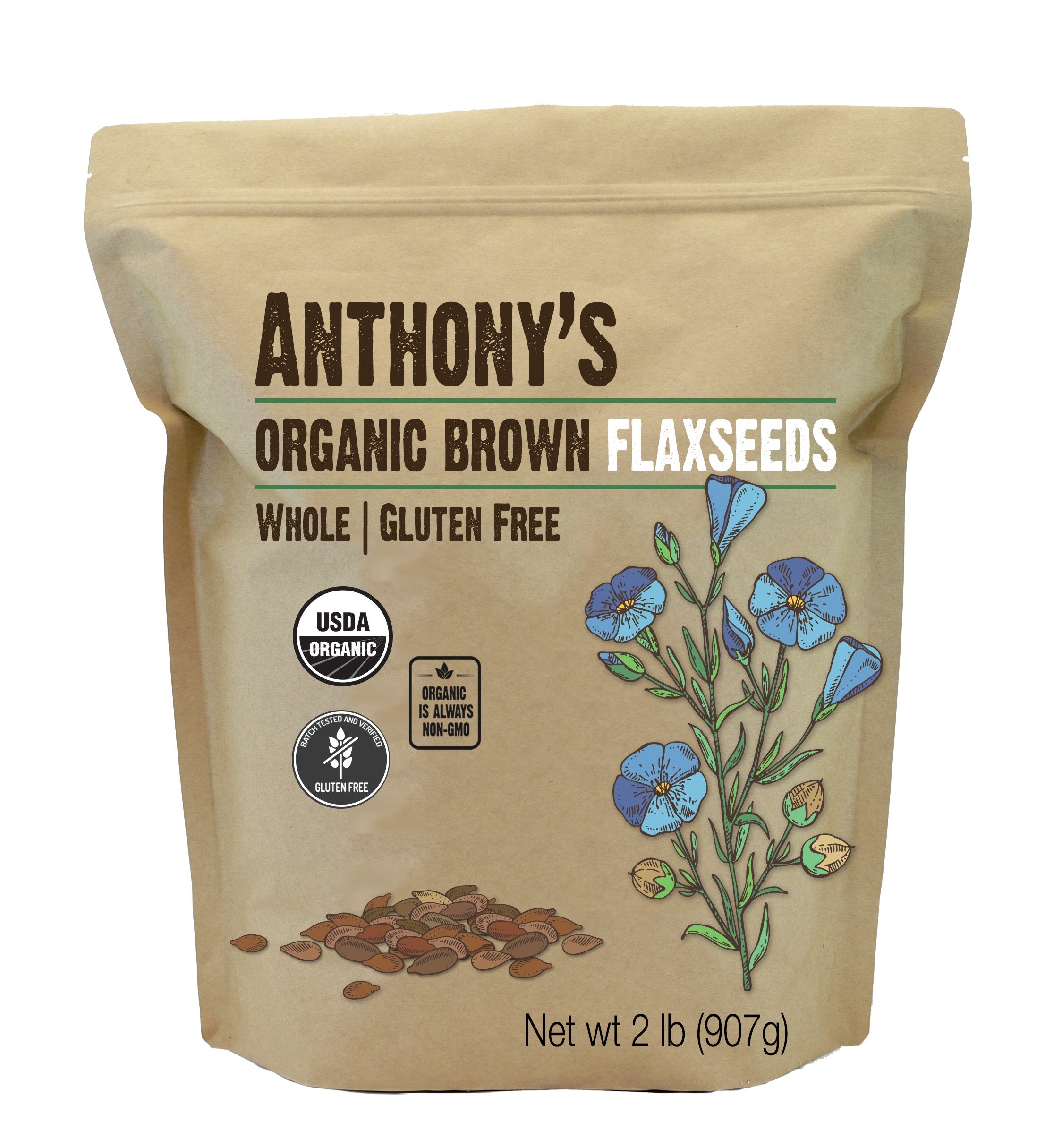Organic Brown Whole Flaxseed: Gluten Free, Raw, Non-GMO, Sproutable