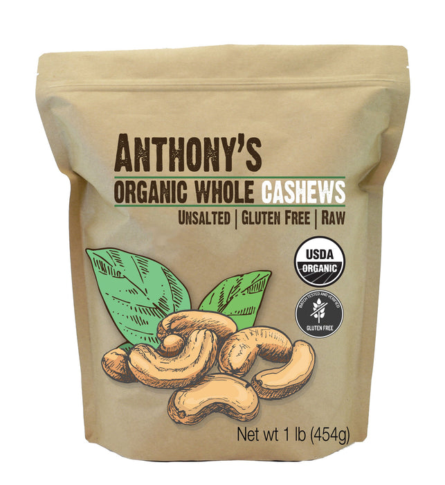 Whole Cashews: USDA Organic & Batch Tested Gluten Free