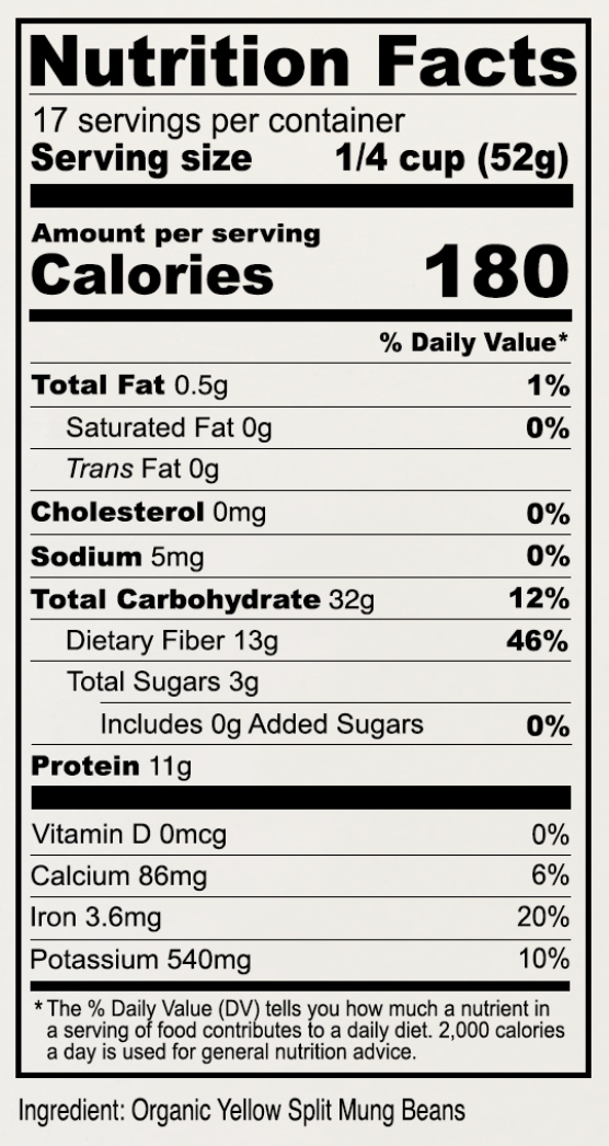 Organic Yellow Mung Beans