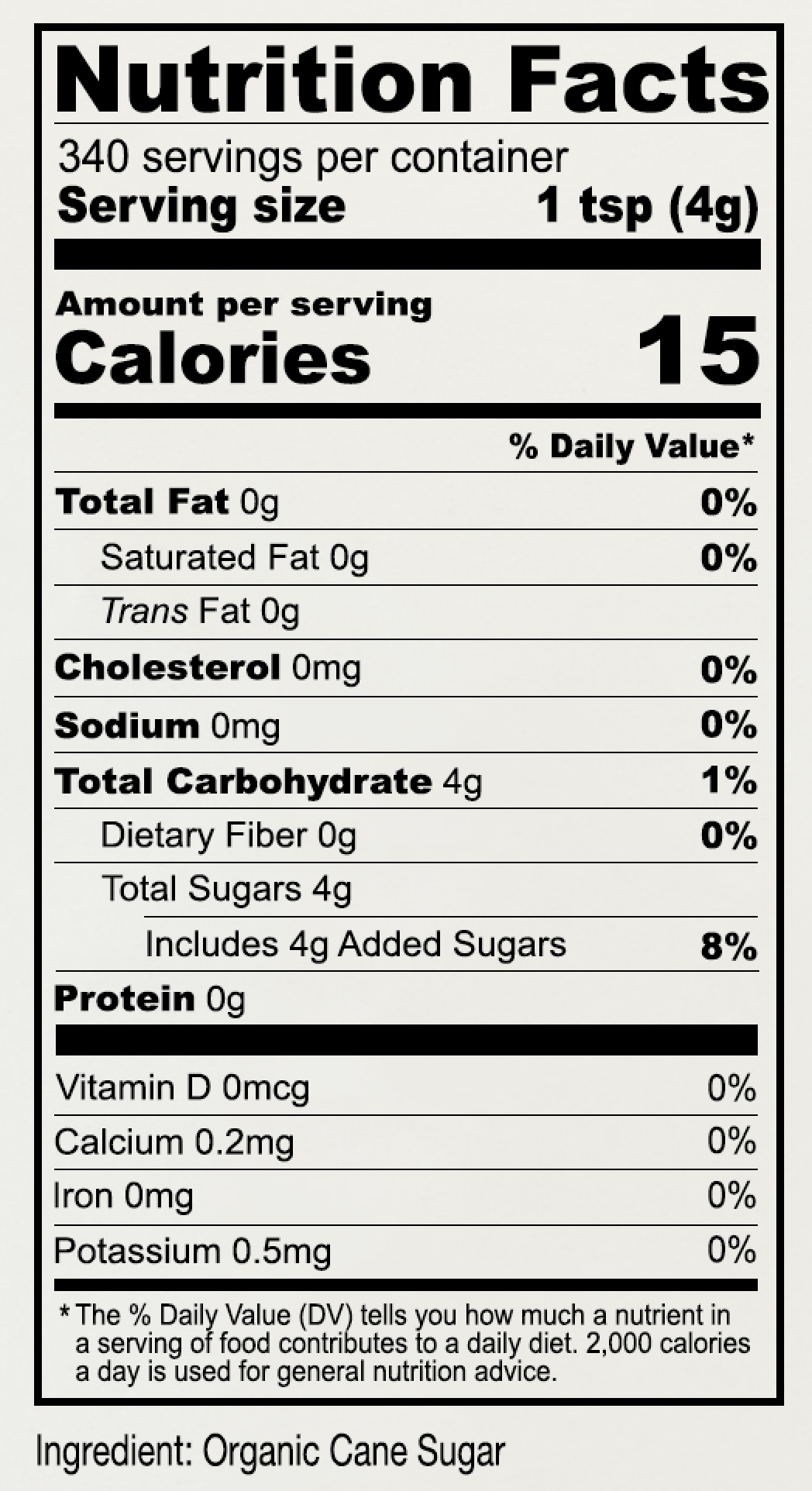 Cane Sugar: USDA Organic & Certified Gluten-Free