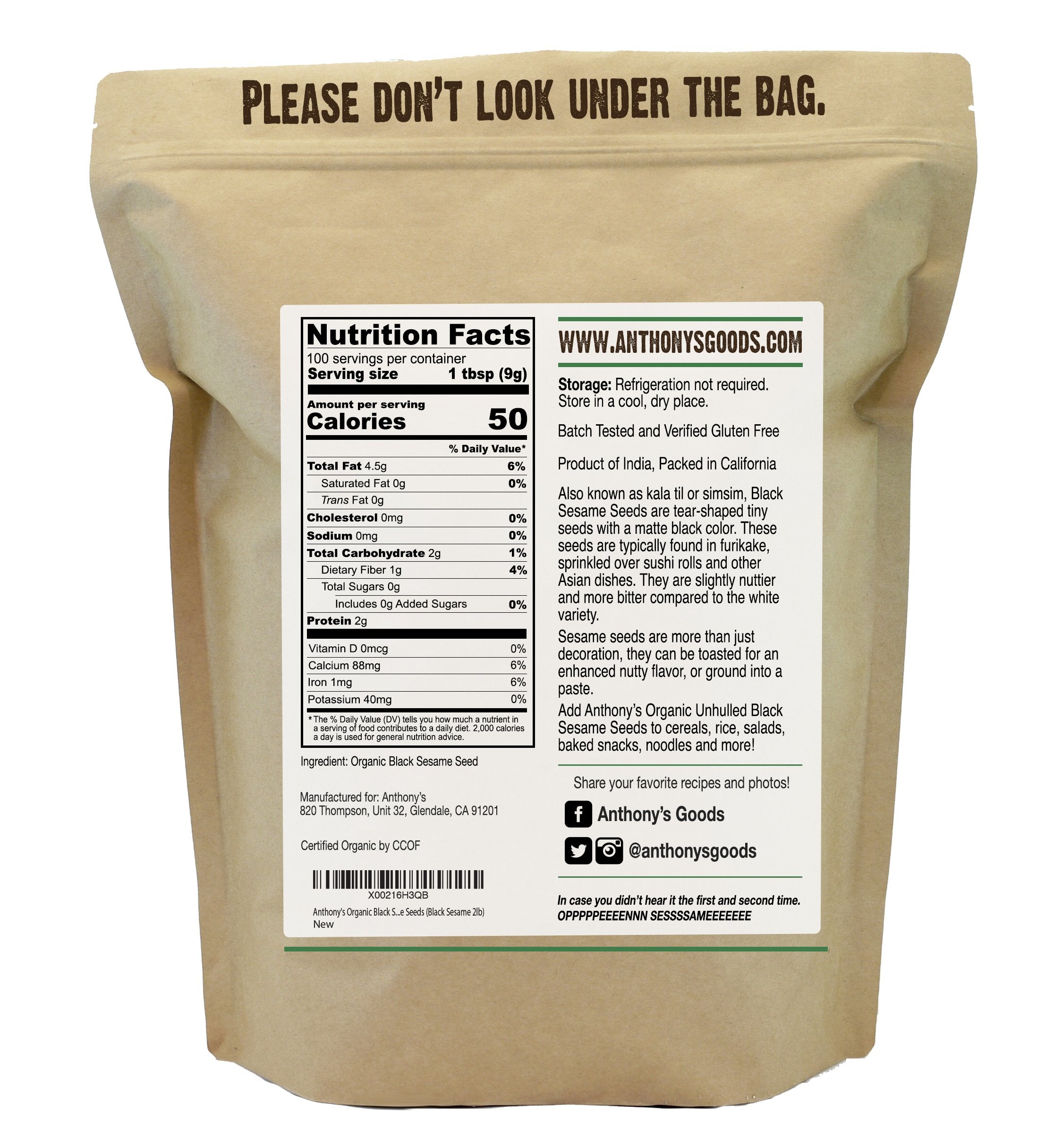 Black Sesame Seeds: USDA Organic & Batch Tested Gluten Free, Raw, Unhulled