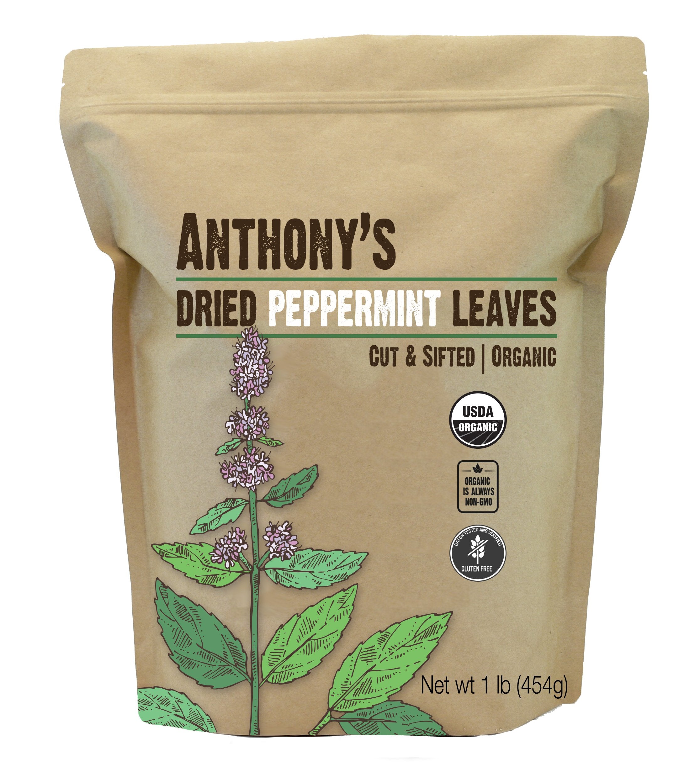 Peppermint Leaves: USDA Organic, Batch Tested Gluten Free, Cut & Sifted